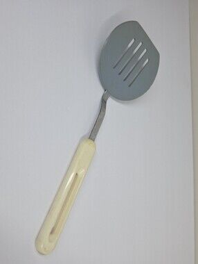 Vtg Bonny Nylon Round Wide Slotted Spatula Turner Flipper Blue Plastic